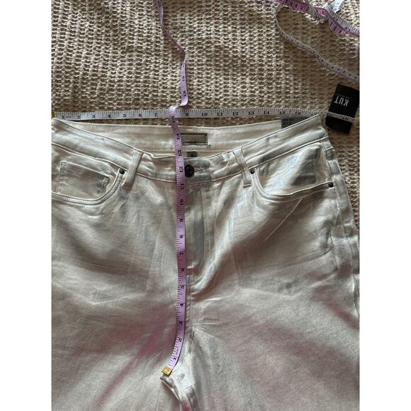 NWT Kut from the Kloth Reese High Rise Reese Ankle Straight Metallic Silver - Picture 6 of 9